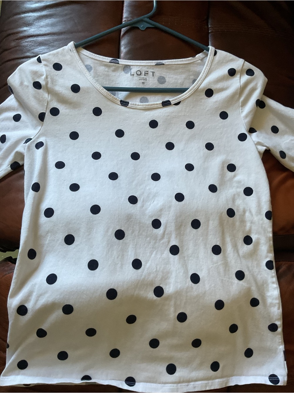 Loft white and black polka dot top